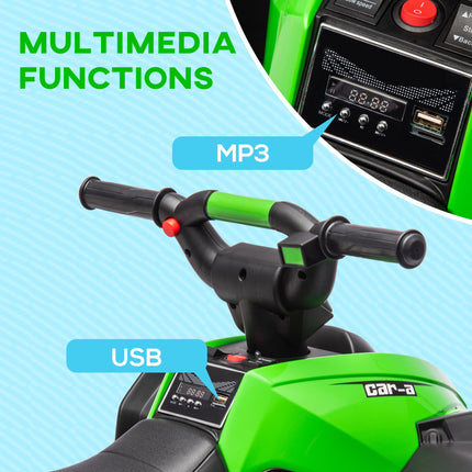 12V Kids Ride-On Quad Bike with Music, Horn & LED Lights for Ages 3-5 - Green