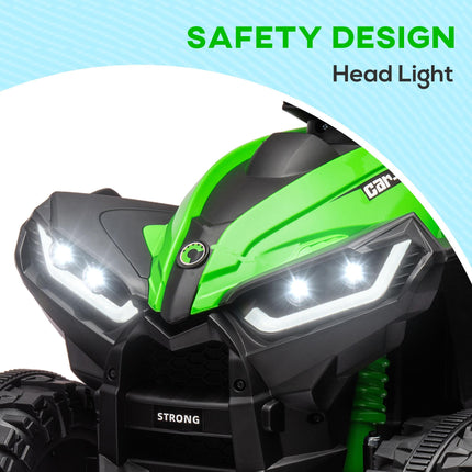 12V Kids Ride-On Quad Bike with Music, Horn & LED Lights for Ages 3-5 - Green
