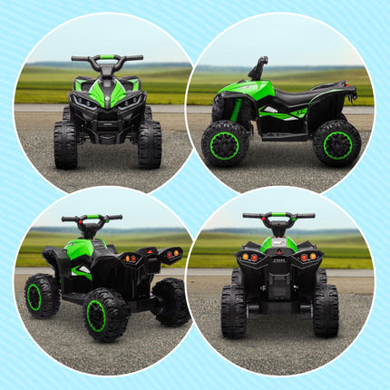 12V Kids Ride-On Quad Bike with Music, Horn & LED Lights for Ages 3-5 - Green