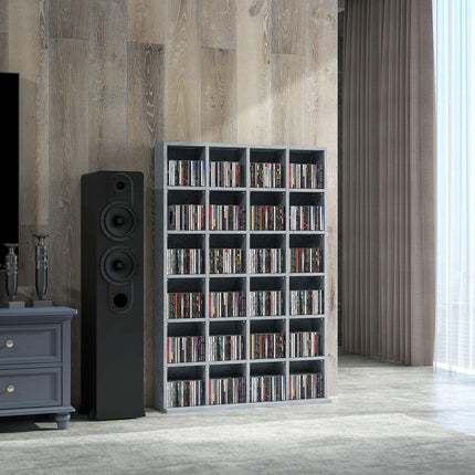 CD Storage Unit with Adjustable Shelves 89 x 130.5 cm - Cement Grey