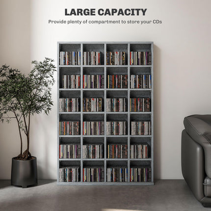 CD Storage Unit with Adjustable Shelves 89 x 130.5 cm - Cement Grey