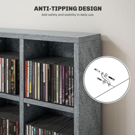 CD Storage Unit with Adjustable Shelves 89 x 130.5 cm - Cement Grey