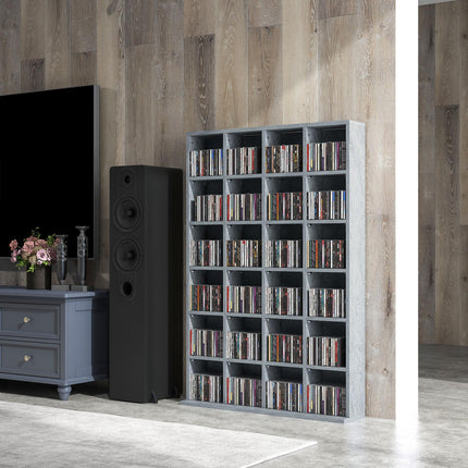 CD Storage Unit with Adjustable Shelves 89 x 130.5 cm - Cement Grey