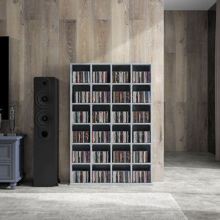 CD Storage Unit with Adjustable Shelves 89 x 130.5 cm - Cement Grey