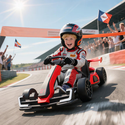 24V Electric Go Kart for Kids 6-12 Years with Adjustable Seat - Red