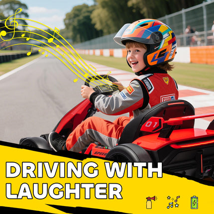 24V Electric Go Kart for Kids 6-12 Years with Adjustable Seat - Red