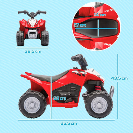 Honda Licensed 6V Electric Kids Quad Bike for Ages 1.5-3 Years - Red