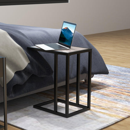 C Shape Bedside Table w/Metal Frame Marble-Effect Top Sofa Narrow Snack End Tabl