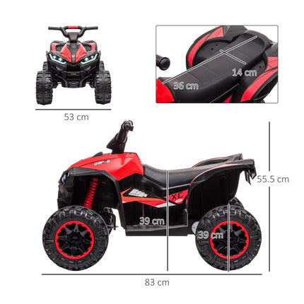 12V Ride-On Quad Bike with Music and Horn for Ages 3-5 Years - Red