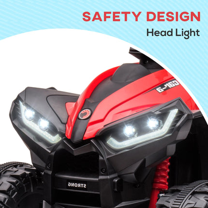 12V Ride-On Quad Bike with Music and Horn for Ages 3-5 Years - Red