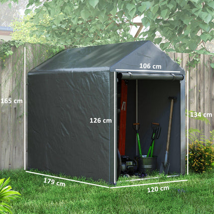 Temporary Garden Shed 179 x 120cm with Accessories - Dark Grey