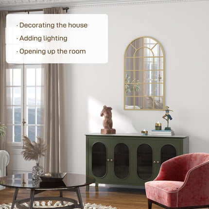 110 x 65 cm Arched Decorative Wall Mirror for Bedroom Living Room, Modern Window Bathroom Mirror for Home Decor