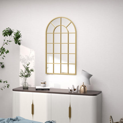 110 x 65 cm Arched Decorative Wall Mirror for Bedroom Living Room, Modern Window Bathroom Mirror for Home Decor