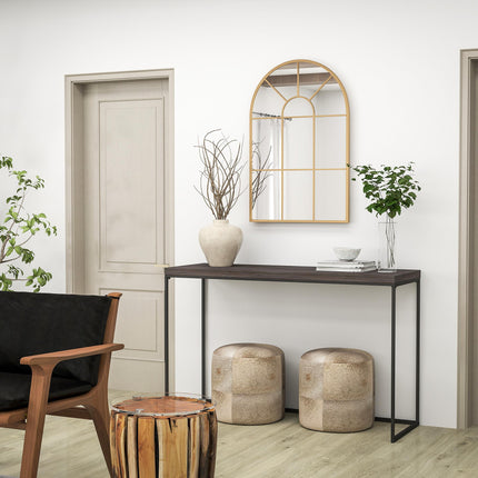 Modern Arched Wall Mirror 91 x 60 cm with Grid Frame - Gold Tone
