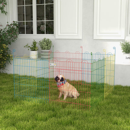 Pet Playpen Crate with 8 Panels and Door 60H x 156cm - Multicolour