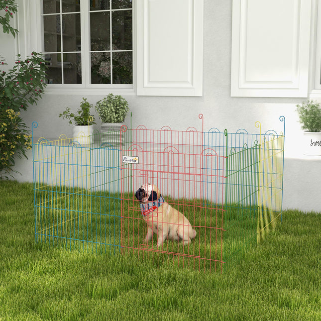 Pet Playpen Crate with 8 Panels and Door 60H x 156cm - Multicolour