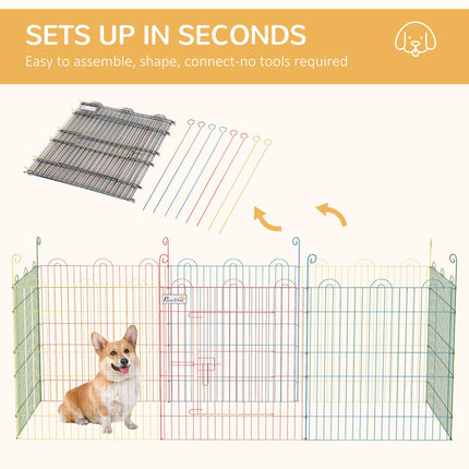 Pet Playpen Crate with 8 Panels and Door 60H x 156cm - Multicolour