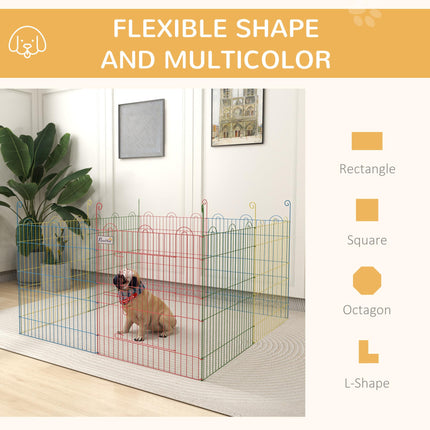 Pet Playpen Crate with 8 Panels and Door 60H x 156cm - Multicolour