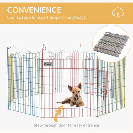 Pet Playpen Crate with 8 Panels and Door 60H x 156cm - Multicolour