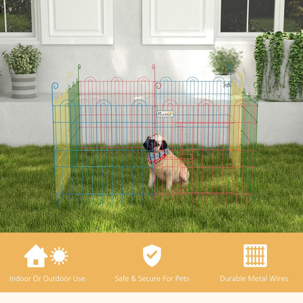 Pet Playpen Crate with 8 Panels and Door 60H x 156cm - Multicolour