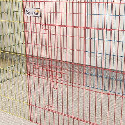 Pet Playpen Crate with 8 Panels and Door 60H x 156cm - Multicolour
