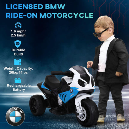 BMW S1000RR Licensed Kids 6V Electric Motorbike with Headlight & Music - Blue
