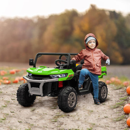 12V 2-Seater Kids Electric Ride-On Car with Remote Control and Electric Bucket - Green