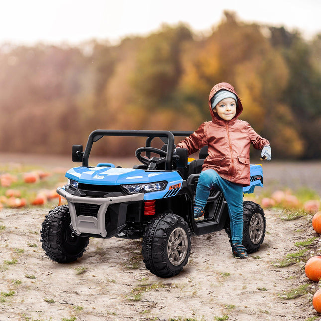 12V 2-Seater Kids Electric Ride-On Car with Remote Control and Electric Bucket - Blue