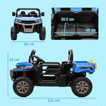 12V 2-Seater Kids Electric Ride-On Car with Remote Control and Electric Bucket - Blue
