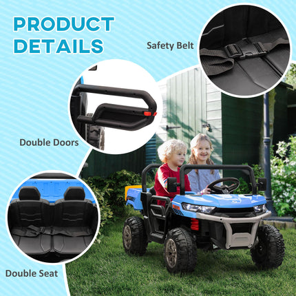 12V 2-Seater Kids Electric Ride-On Car with Remote Control and Electric Bucket - Blue