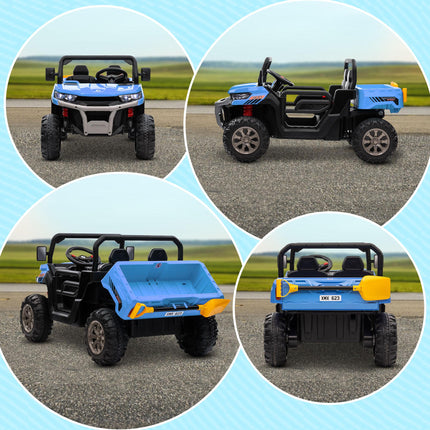12V 2-Seater Kids Electric Ride-On Car with Remote Control and Electric Bucket - Blue