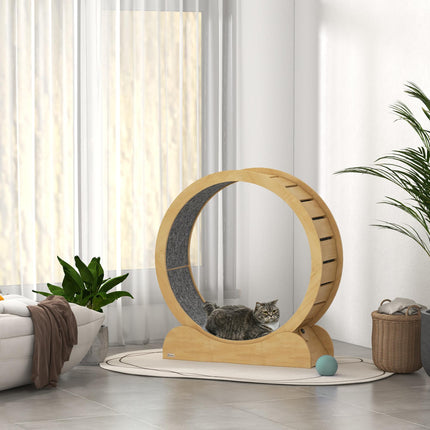 39.4" Wooden Cat Running Wheel with Brake - Natural