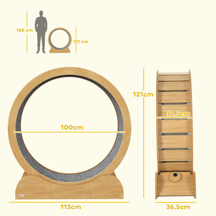 39.4" Wooden Cat Running Wheel with Brake - Natural