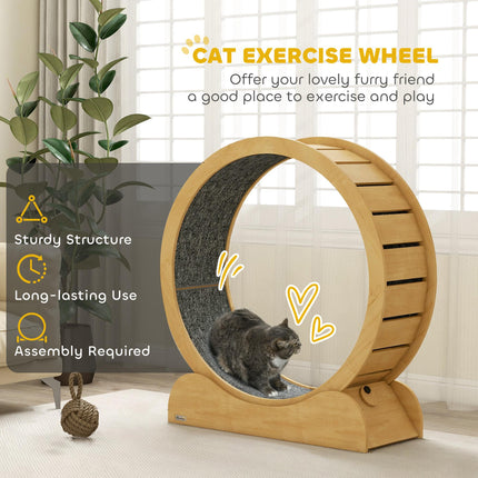 39.4" Wooden Cat Running Wheel with Brake - Natural