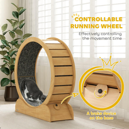 39.4" Wooden Cat Running Wheel with Brake - Natural
