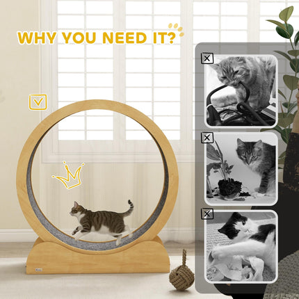 39.4" Wooden Cat Running Wheel with Brake - Natural