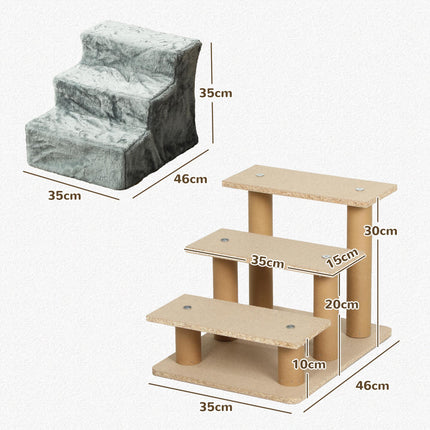 Three-Step Dog Stairs, with Washable Plush Cover, for High Bed Sofa, Dog Stairs