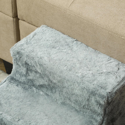 Three-Step Dog Stairs, with Washable Plush Cover, for High Bed Sofa, Dog Stairs