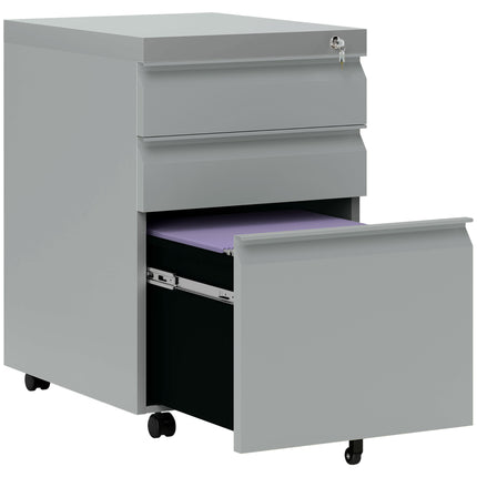 3 Drawer Filling Cabinet, Mobile Metal File Cabinet with Anti-tilt Design for Le
