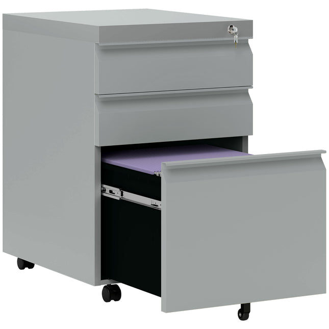 3 Drawer Filling Cabinet, Mobile Metal File Cabinet with Anti-tilt Design for Le
