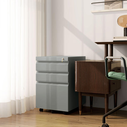 3 Drawer Filling Cabinet, Mobile Metal File Cabinet with Anti-tilt Design for Le