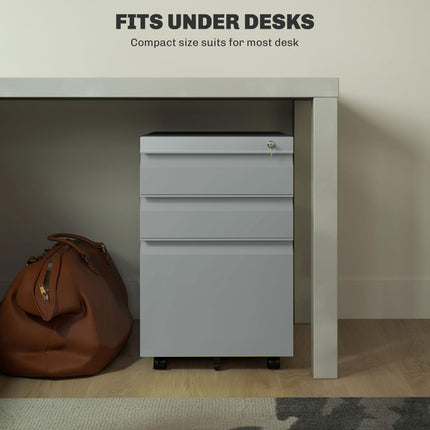 3 Drawer Filling Cabinet, Mobile Metal File Cabinet with Anti-tilt Design for Le