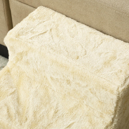 Three-Step Dog Stairs for Small Dogs and Cats with Washable Plush Cover - Beige
