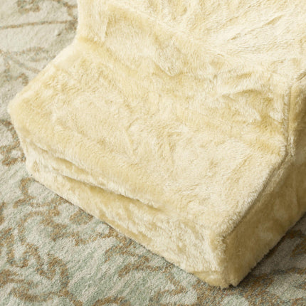 Three-Step Dog Stairs for Small Dogs and Cats with Washable Plush Cover - Beige