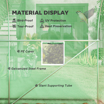 Walk-In Tunnel Greenhouse 300x195cm with Steel Frame - Green