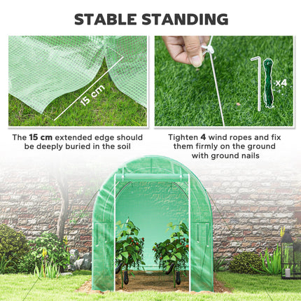 Walk-In Tunnel Greenhouse 300x195cm with Steel Frame - Green