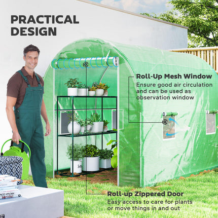 Walk-In Tunnel Greenhouse 300x195cm with Steel Frame - Green