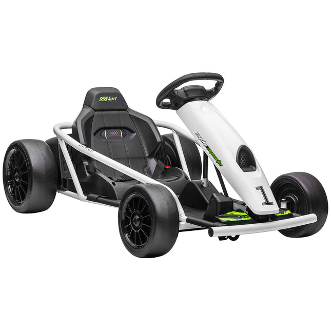 24V Electric Drift Go Kart for Kids 8-12 Years with 2 Speeds - White