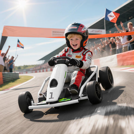 24V Electric Drift Go Kart for Kids 8-12 Years with 2 Speeds - White