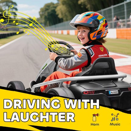 24V Electric Drift Go Kart for Kids 8-12 Years with 2 Speeds - White